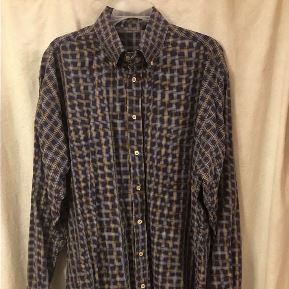 Men’s Burberry London Button Down Plaid Shirt Sz L
